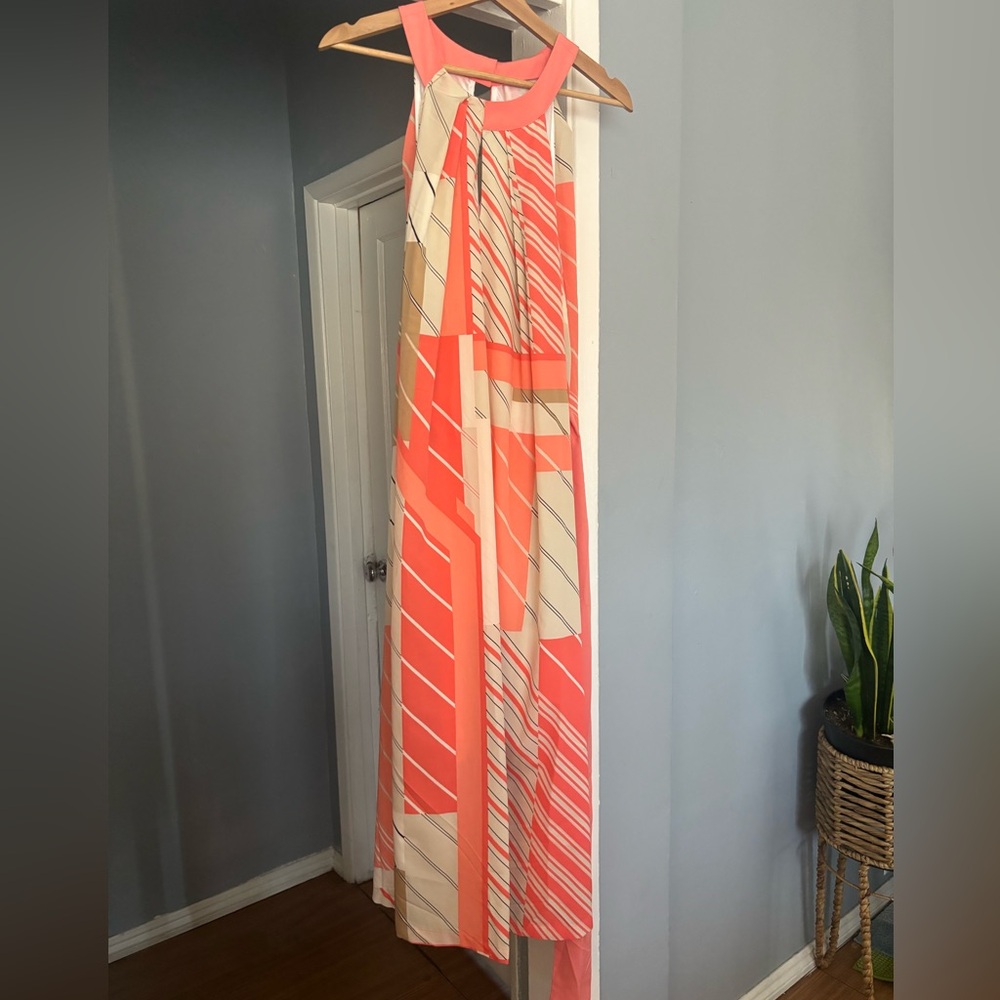 NWT LANE BRYANT Sleeveless Plus Size 18 Tie-Front Striped Belted Summer Dress